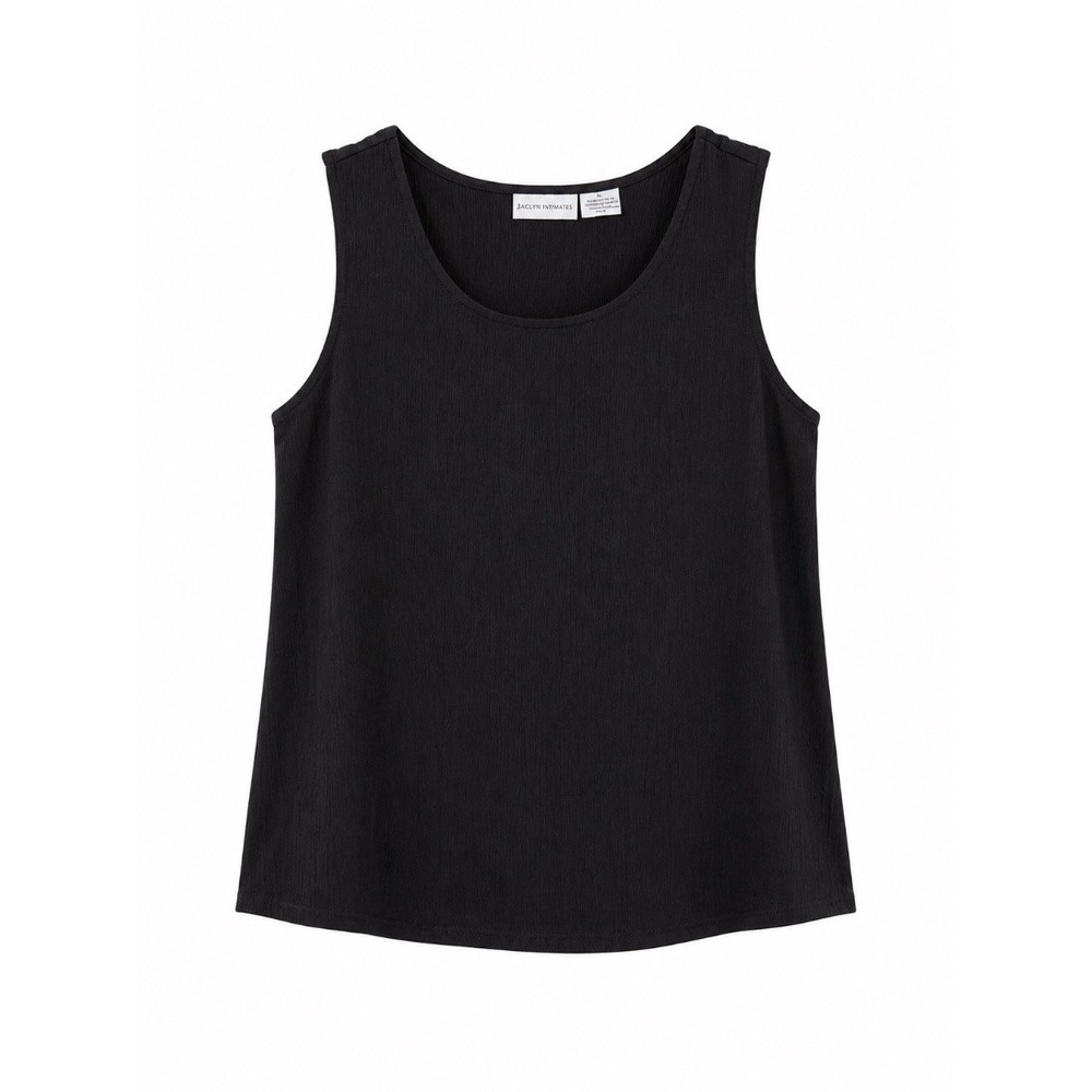 Jaclyn Smith Classic Womens Black Sleeveless Tank Blouse Top Rayon Size L